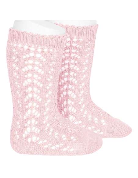 25182 500 PINK PERLE OPENWORK KNEE HIGH SOCKS BRAND CONDOR