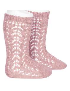 25182 526 ROSA PALO CALCETIN ALTO PERLE CALADOS MARCA CONDOR