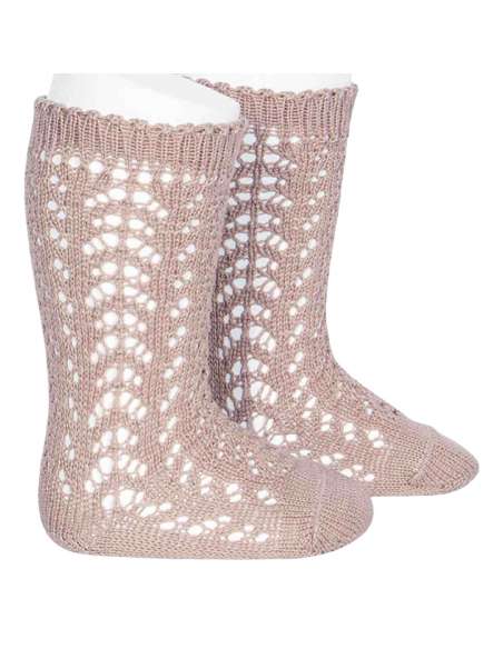 25182 544 ROSA EMPOLVADO PERLE OPENWORK KNEE HIGH SOCKS BRAND CONDOR