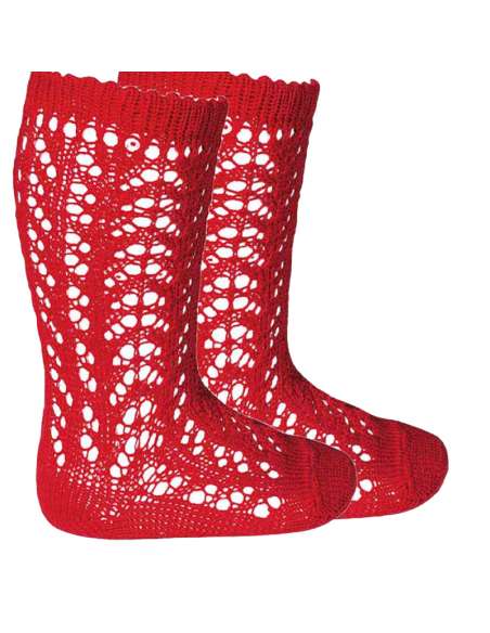 25182 550 ROJO CALCETIN ALTO PERLE CALADOS MARCA CONDOR