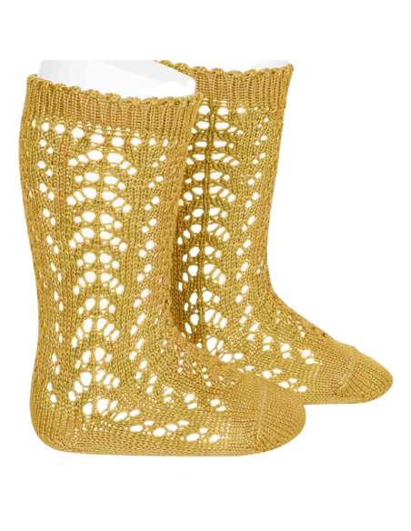 25182 629 MOSTAZA PERLE OPENWORK KNEE HIGH SOCKS BRAND CONDOR