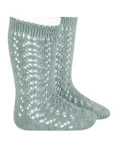 25182 756 VERDE SECO PERLE OPENWORK KNEE HIGH SOCKS BRAND...