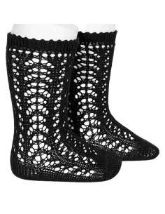 25182 900 NEGRO PERLE OPENWORK KNEE HIGH SOCKS BRAND CONDOR