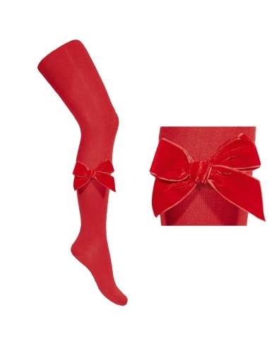 24891 550 RED TIGHTS WITH VELVET BOW BRAND CONDOR