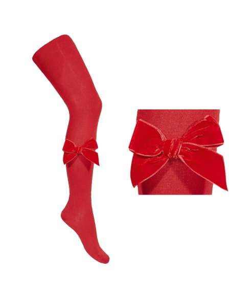 24891 550 RED TIGHTS WITH VELVET BOW BRAND CONDOR