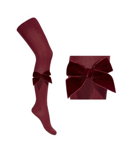 24891 575 GRANATE TIGHTS WITH VELVET BOW BRAND CONDOR
