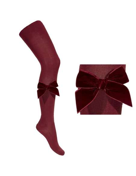 24891 575 GRANATE TIGHTS WITH VELVET BOW BRAND CONDOR
