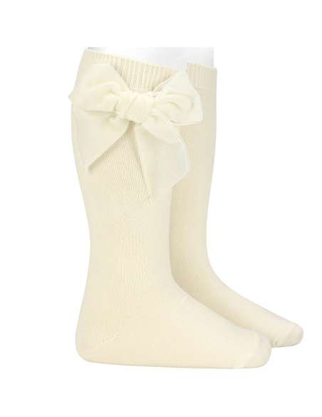 24892 303 CAVA CALCETINES ALTOS PUNTO LISO CON LAZO DE TERCIOPELO MARCA CONDOR