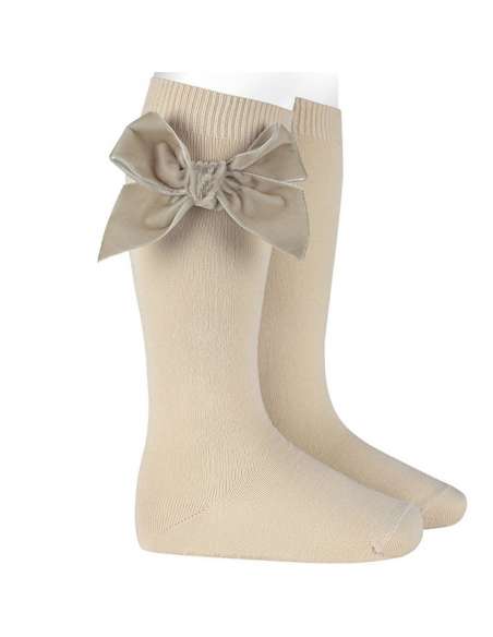 24892 304 LINO SIDE VELVET BOW KNEE HIGH SOCKS BRAND CONDOR