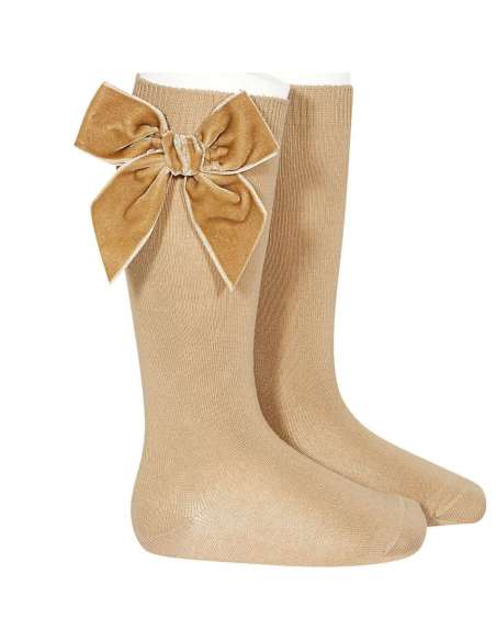 24892 331 CUERDA  SIDE VELVET BOW KNEE HIGH SOCKS BRAND CONDOR