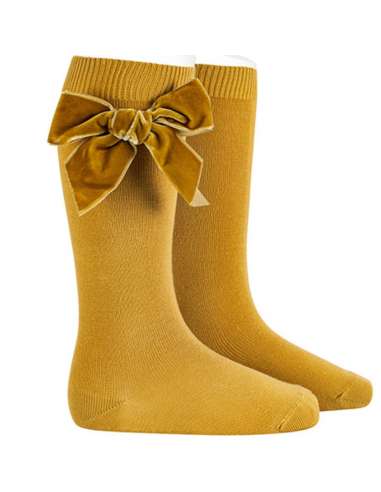 24892 629 MOSTAZA SIDE VELVET BOW KNEE HIGH...