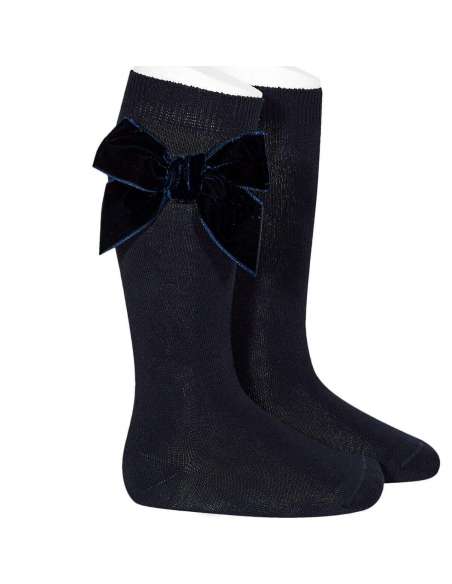 24892 480 MARINO SIDE VELVET BOW KNEE HIGH SOCKS BRAND CONDOR