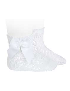 25194 200 BLANCO CALCETINES CORTOS DE PERLE CALADOS CON...