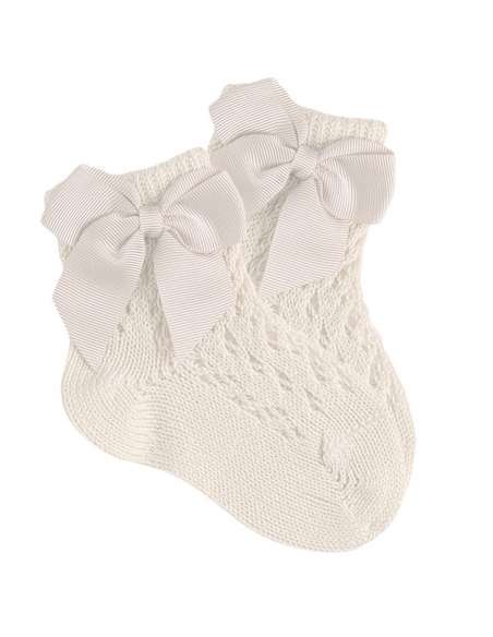 25194 303 CAVA  SHORT SOCKS IN PERLE OPENWORK WITH BOW BRAND CONDOR