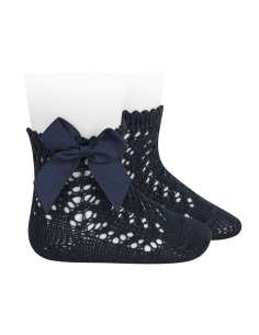 25194 480 MARINO  SHORT SOCKS IN PERLE OPENWORK WITH BOW...
