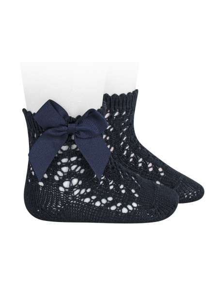 25194 480 MARINO CALCETINES CORTOS DE PERLE CALADOS CON LAZO  MARCA CONDOR