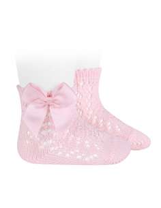 25194 500 ROSA CALCETINES CORTOS DE PERLE CALADOS CON...