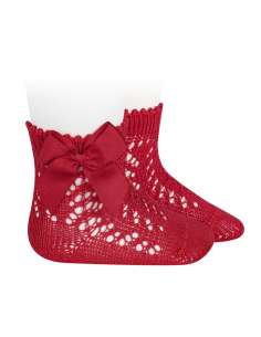 25194 550 RED SHORT SOCKS IN PERLE OPENWORK WITH BOW...