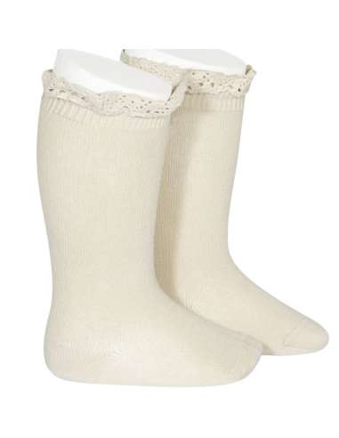 24092 LINO  HIGH KNIT SOCKS WITH LACE  BRAND CONDOR
