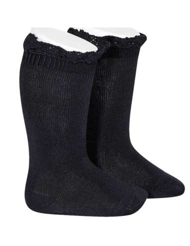 24092 480 MARINO HIGH KNIT SOCKS  WITH LACE BRAND CONDOR