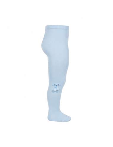 21921 SKY BLUE  BABY COTTON TIGHTS WITH SMALL POMPOMS BRAND CONDOR