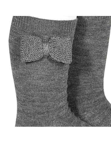 24972 230 GRIS CLARO CALCETÍN ALTO TEXTURA CON...
