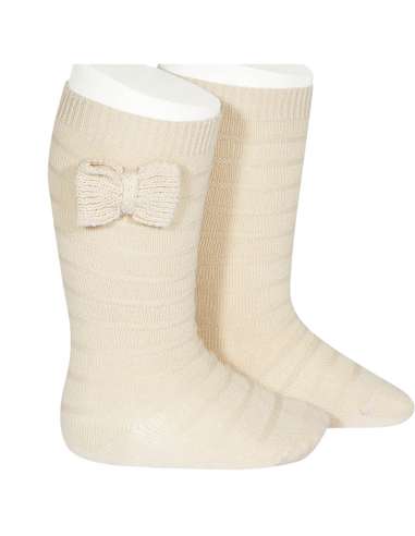 24972 304 LINO TEXTURED TALL SOCKS WITH BOW BRAND CONDOR