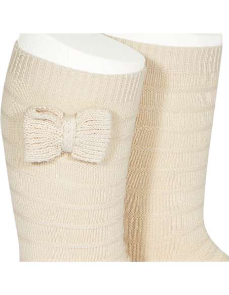 24972 304 LINO TEXTURED TALL SOCKS WITH BOW BRAND CONDOR