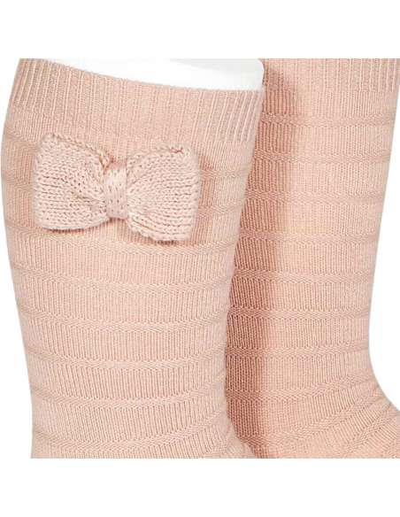 24972 544 ROSA EMPOLVADO TEXTURED TALL SOCKS WITH BOW BRAND CONDOR