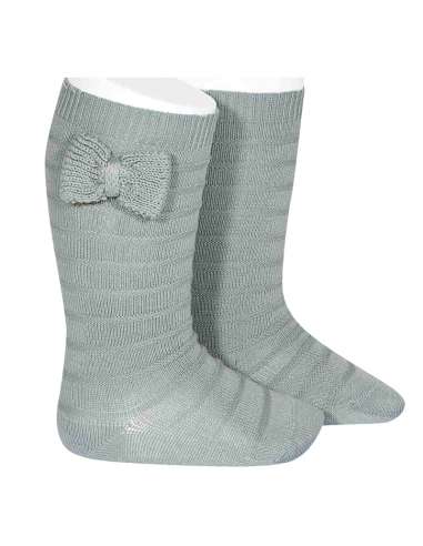 24972 756 VERDE SECO TEXTURED TALL SOCKS WITH BOW BRAND CONDOR