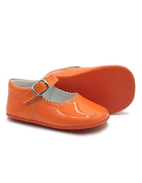 PRAM SHOES IN PATENT 712C ORANGE