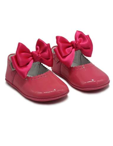PRAM SHOES IN PATENT WITH BOWS 712C FUXIA