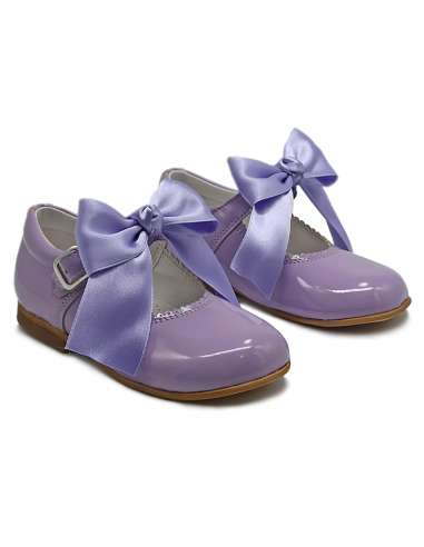 Mary Janes in patent leather Cocoboxi 6270 lilac with bows