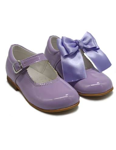 Mary Janes in patent leather Cocoboxi 6270 lilac with bows