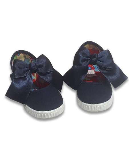 Canvas Mary Jane Javer 62 navy with bow