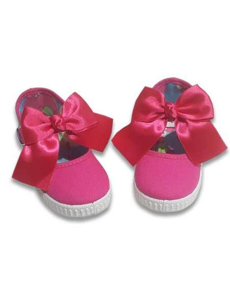 Canvas Mary Jane Javer 62 fushia with bow