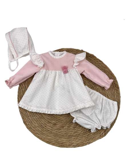 323402 VESTIDO  CON BRAGUITA  Y CAPOTA MARCA BABYFERR