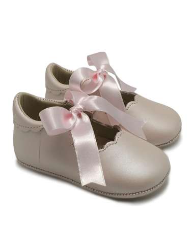 Pram shoes Mary Janes with bows 3604 Rosa