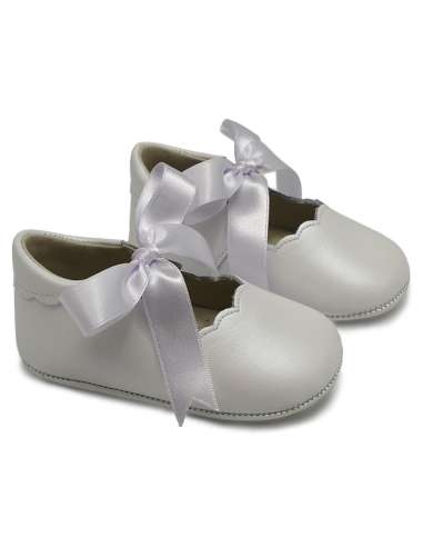 Pram shoes Mary Janes with bows 3604 White