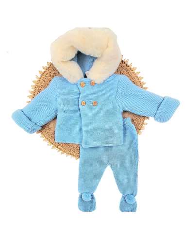 560.12 BLUE WOOL TWO PIECE BABY SET BRAND  BABY FASHION