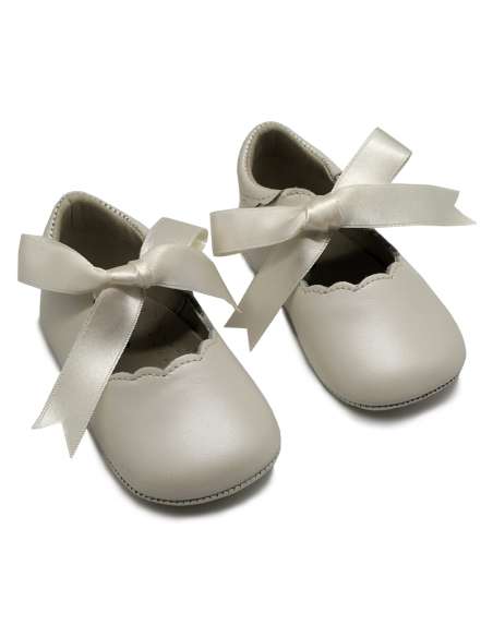 Pram shoes Mary Janes with bows 3604 Beig