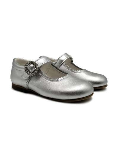 Mary Janes in leather cristal buckle Cocoboxi 6270-1 silver