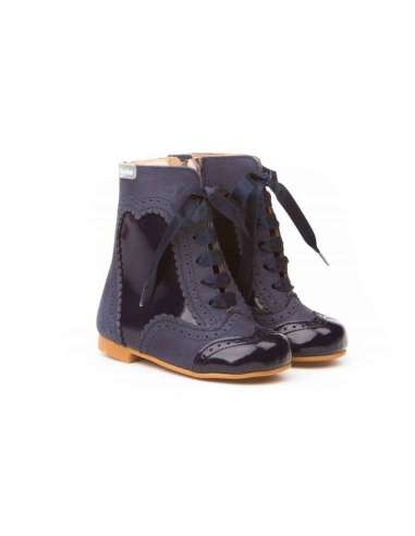 AngelitoS Boots in Leather and patent 1000 navy
