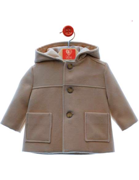 3993DS BEIGE ABRIGO NIÑO CON CAPUCHA  MARCA DEL SUR
