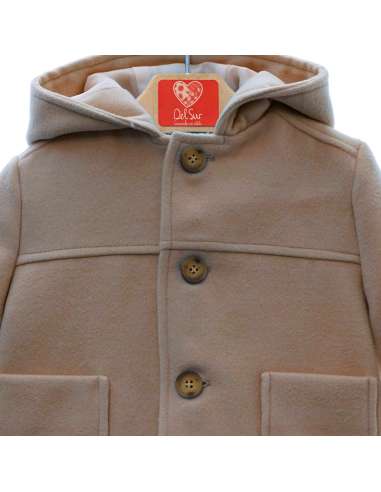 3993DS BEIGE BOY COAT WITH HOOD BRAND DEL SUR