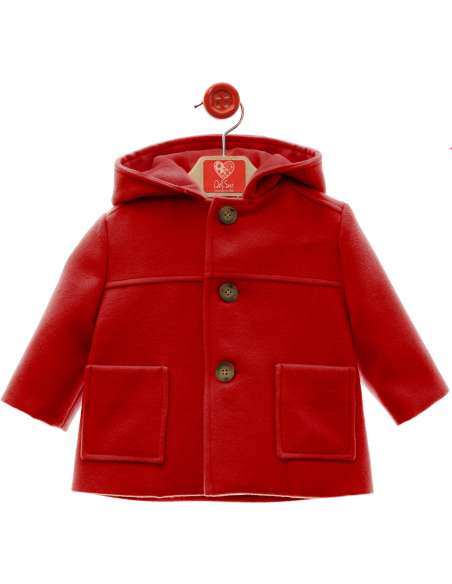 3993DS ROJO ABRIGO NIÑO CON CAPUCHA  MARCA DEL SUR
