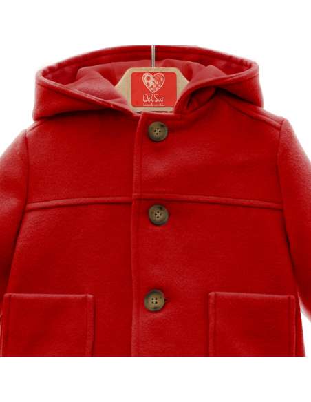 3993DS ROJO ABRIGO NIÑO CON CAPUCHA  MARCA DEL SUR