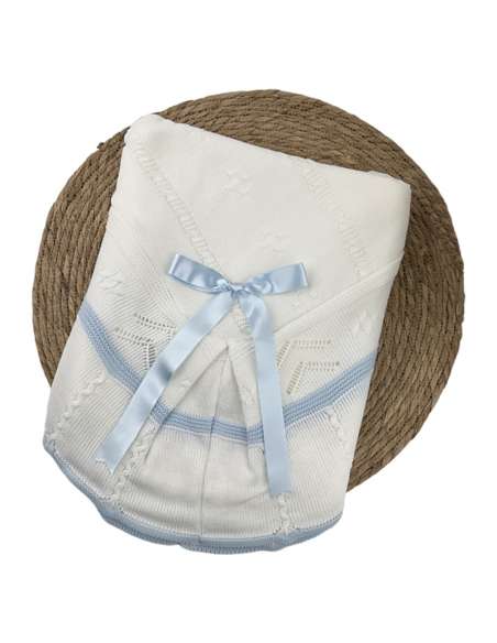 1102955 white and blue Baby Shawl BRAND ALMA
