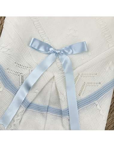 1102955 white and blue Baby Shawl BRAND ALMA