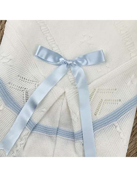 1102955 white and blue Baby Shawl BRAND ALMA